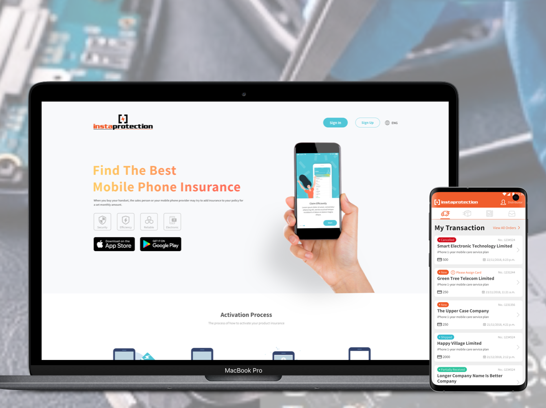 Insurance Plan App and Corporate Web Portal for Instaprotection