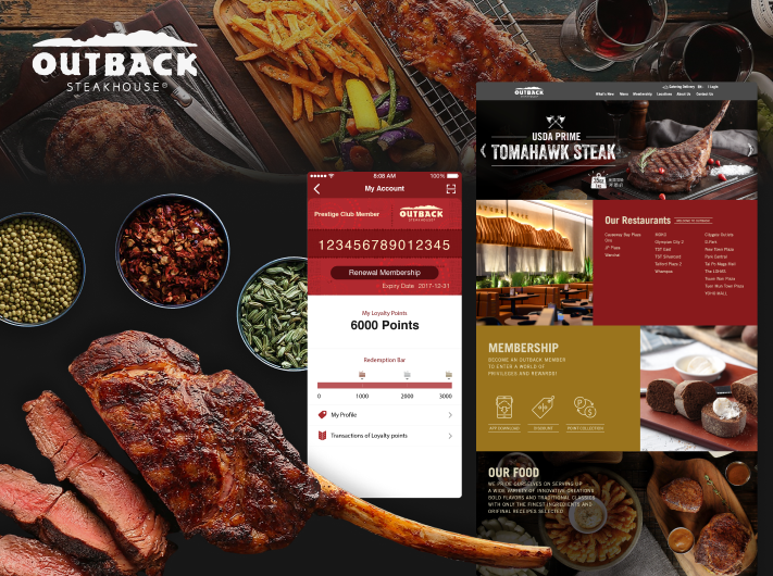 Loyalty Program App and Corporate Web Portal for Outback Steakhouse